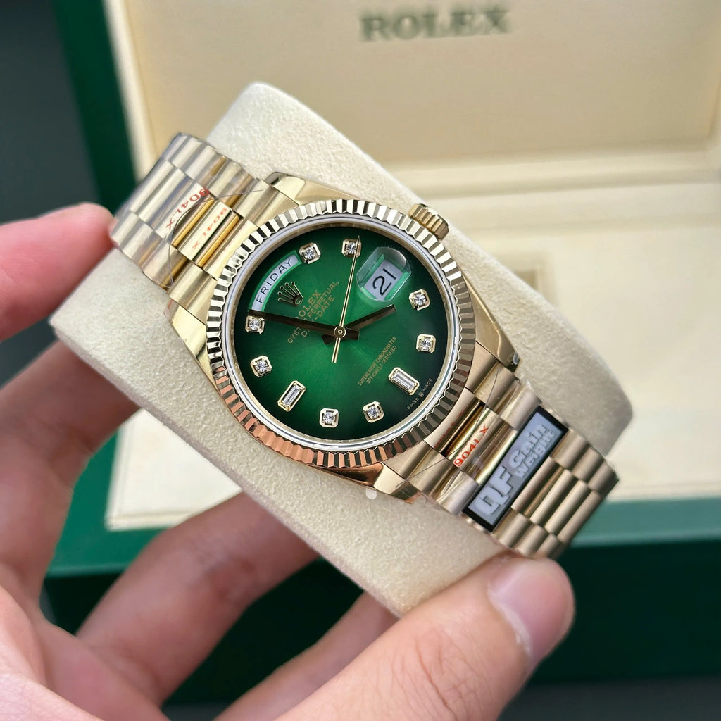 ROLEX DAYDATE GOLD GREEN DAIMOND VIRAT KOHLI EDITION