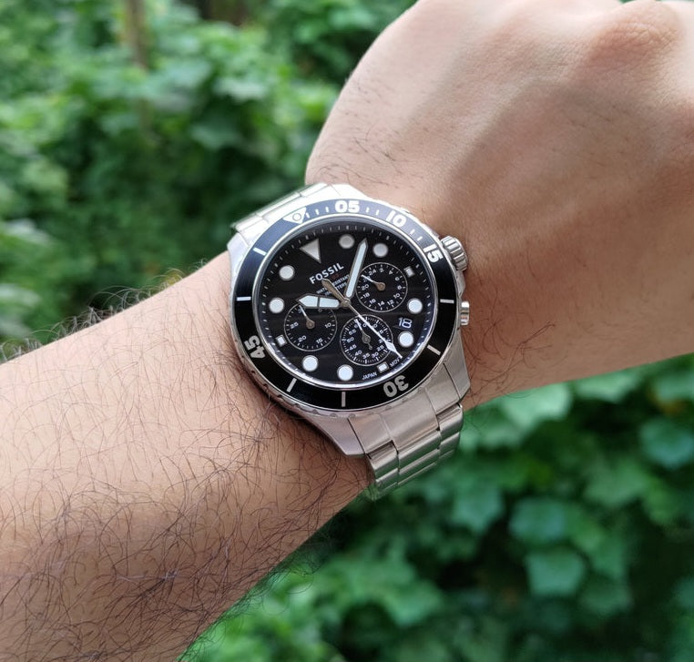 Fossil Fb 03 Silver Black Metal Watch