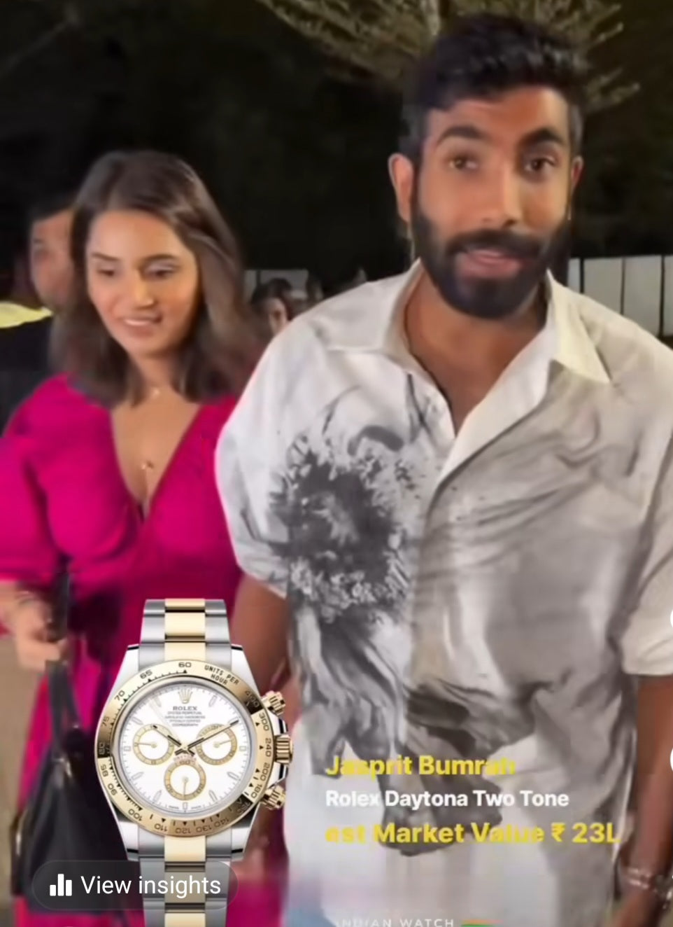 Rolex Daytona Dual Tone White Dial Metal Watch Jasprit Bumra